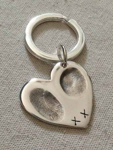 Keyring With Extra Large Charm with 2 x Fingerprints