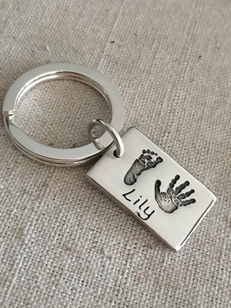 Keyring With large Charm Mini Hand and Foot print