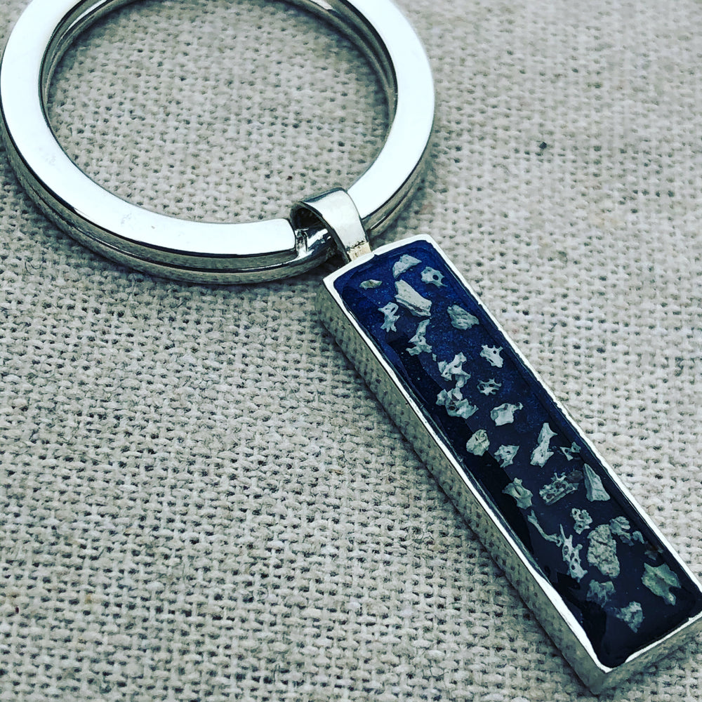 Ashes set in resin rectangular keyring